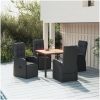 Matgrupp för trädgården 5 delar svart konstrotting&massivakacia vidaXL 90 x 90 x 75 cm – miniatyr 1
