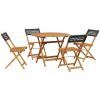 Matgrupp för trädgården 5 delar svart konstrotting/massivt trä vidaXL 90 x 75 cm – miniatyr 2