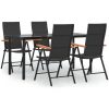 Matgrupp för trädgården 5 delar svart och brun konstrottning vidaXL 160 cm table length – miniatyr 2