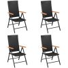 Matgrupp för trädgården 5 delar svart och brun konstrottning vidaXL 160 cm table length – miniatyr 4