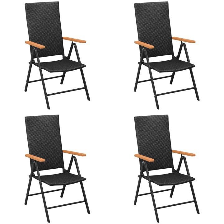 Matgrupp för trädgården 5 delar svart och brun konstrottning vidaXL 160 cm table length – bild 4