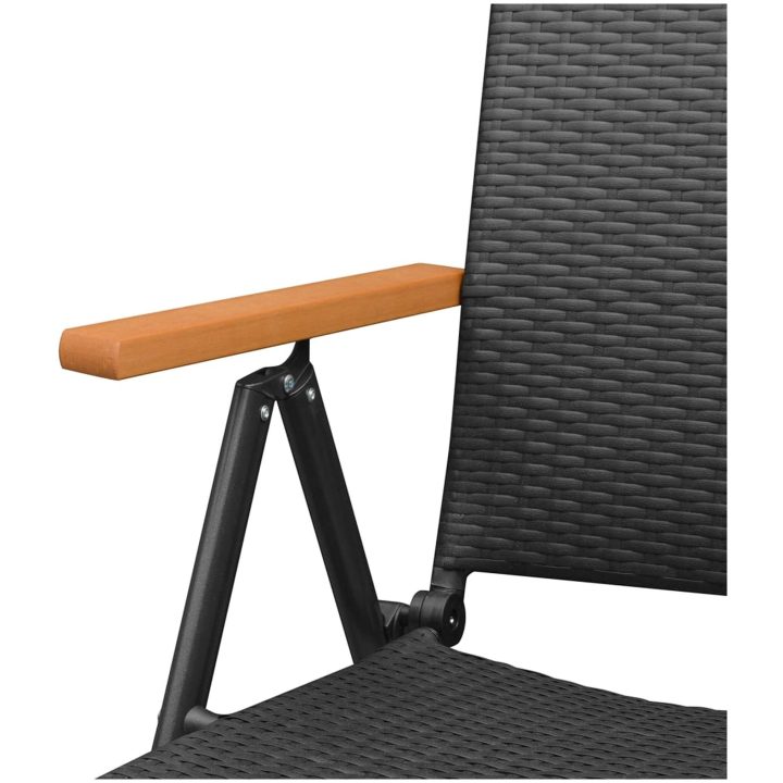 Matgrupp för trädgården 5 delar svart och brun konstrottning vidaXL 160 cm table length – bild 6