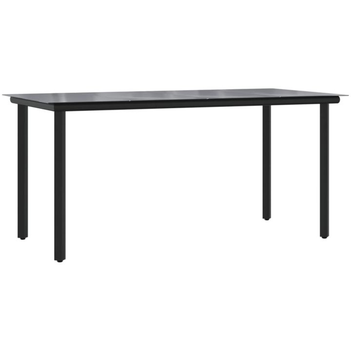 Matgrupp för trädgården 5 delar svart och brun konstrottning vidaXL 160 cm table length – bild 7