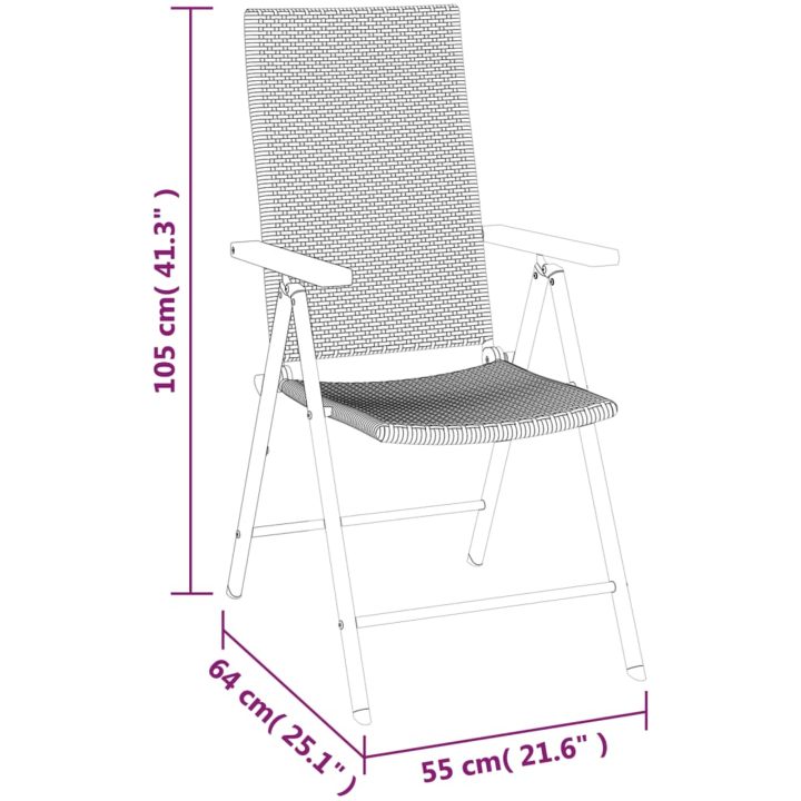 Matgrupp för trädgården 5 delar svart och brun konstrottning vidaXL 160 cm table length – bild 10