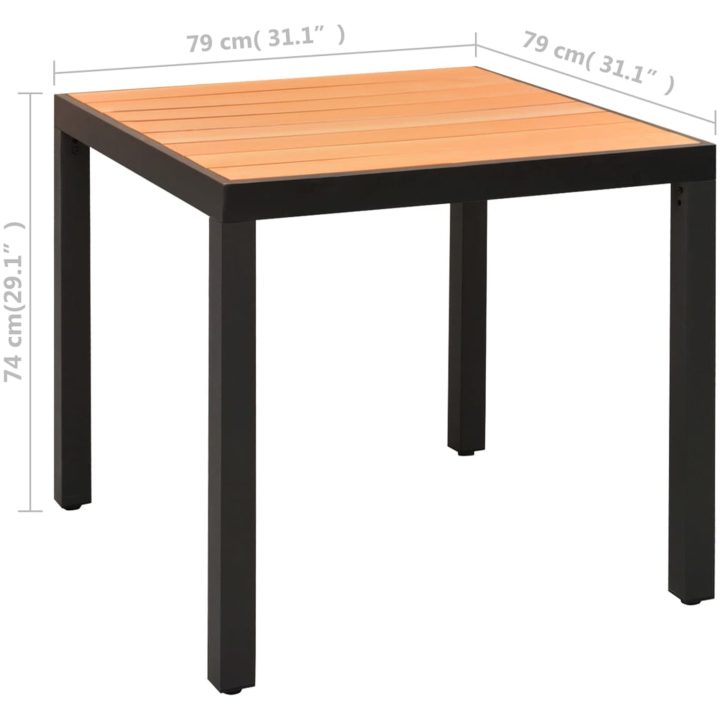 Matgrupp för trädgården 5 delar svart och brun vidaXL – bild 12