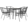 Matgrupp för trädgården 5 delar svart polyrotting glas vidaXL 80 x 80 x 74 cm – miniatyr 2