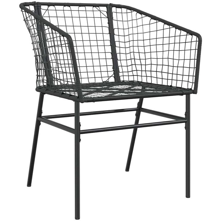 Matgrupp för trädgården 5 delar svart polyrotting glas vidaXL 80 x 80 x 74 cm – bild 4
