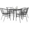Matgrupp för trädgården 5 delar svart polyrotting glas vidaXL 80 x 80 x 74 cm – miniatyr 1