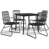 Matgrupp för trädgården 5 delar svart PVC-rotting vidaXL 80 cm table length – miniatyr 2