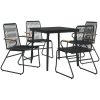 Matgrupp för trädgården 5 delar svart PVC-rotting vidaXL 80 cm table length – miniatyr 3