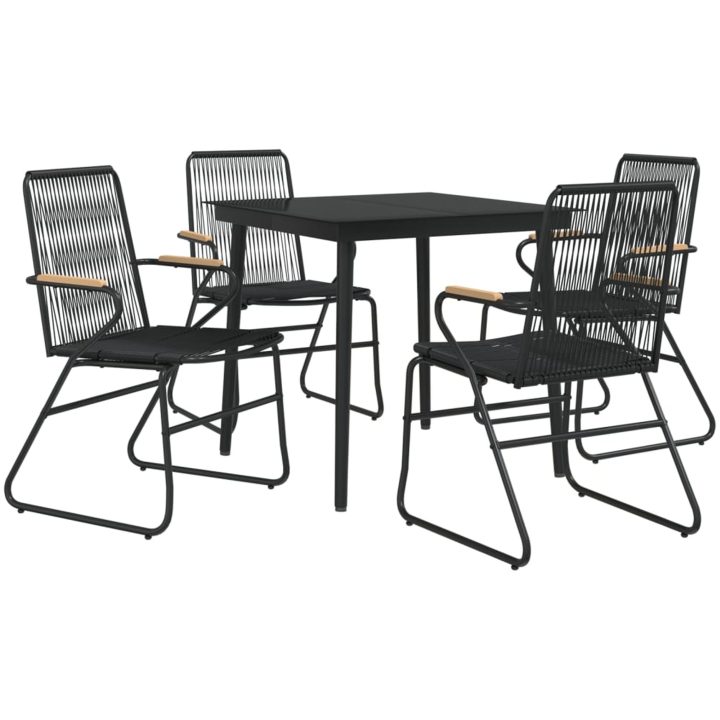Matgrupp för trädgården 5 delar svart PVC-rotting vidaXL 80 cm table length – bild 3