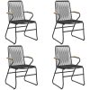 Matgrupp för trädgården 5 delar svart PVC-rotting vidaXL 80 cm table length – miniatyr 4