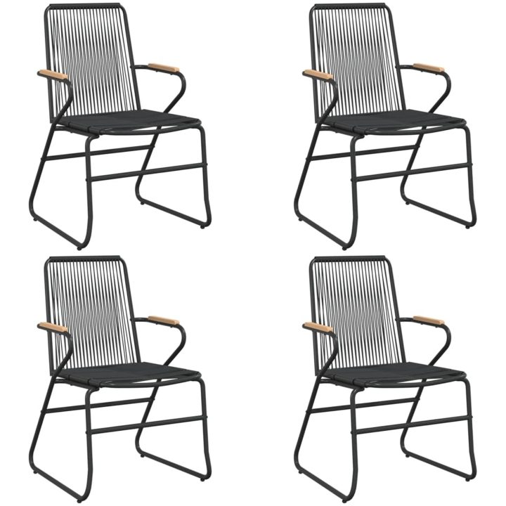 Matgrupp för trädgården 5 delar svart PVC-rotting vidaXL 80 cm table length – bild 4