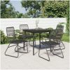 Matgrupp för trädgården 5 delar svart PVC-rotting vidaXL 80 cm table length – miniatyr 1