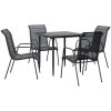 Matgrupp för trädgården 5 delar svart stål och textilen vidaXL 80 cm table length – miniatyr 2