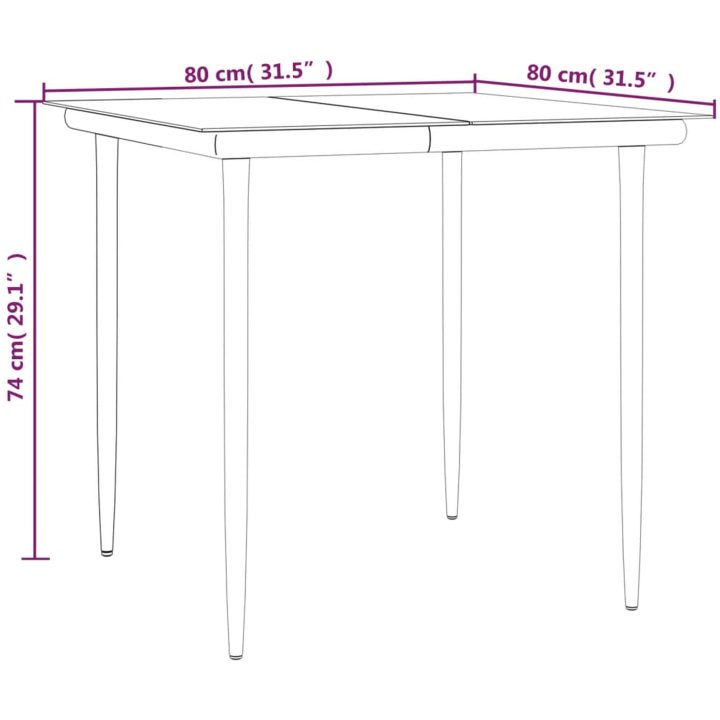 Matgrupp för trädgården 5 delar svart stål och textilen vidaXL 80 cm table length – bild 7