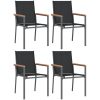 Matgrupp för trädgården 5 delar svart textilen och stål vidaXL 80 cm bordslängd – miniatyr 4