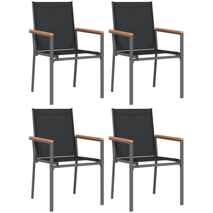 Matgrupp för trädgården 5 delar svart textilen och stål vidaXL 80 cm bordslängd – bild 4