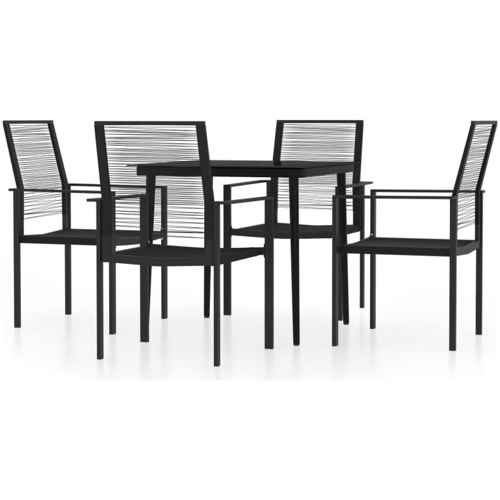 Matgrupp för trädgården 5 delar svart vidaXL 80 cm table length – bild 2