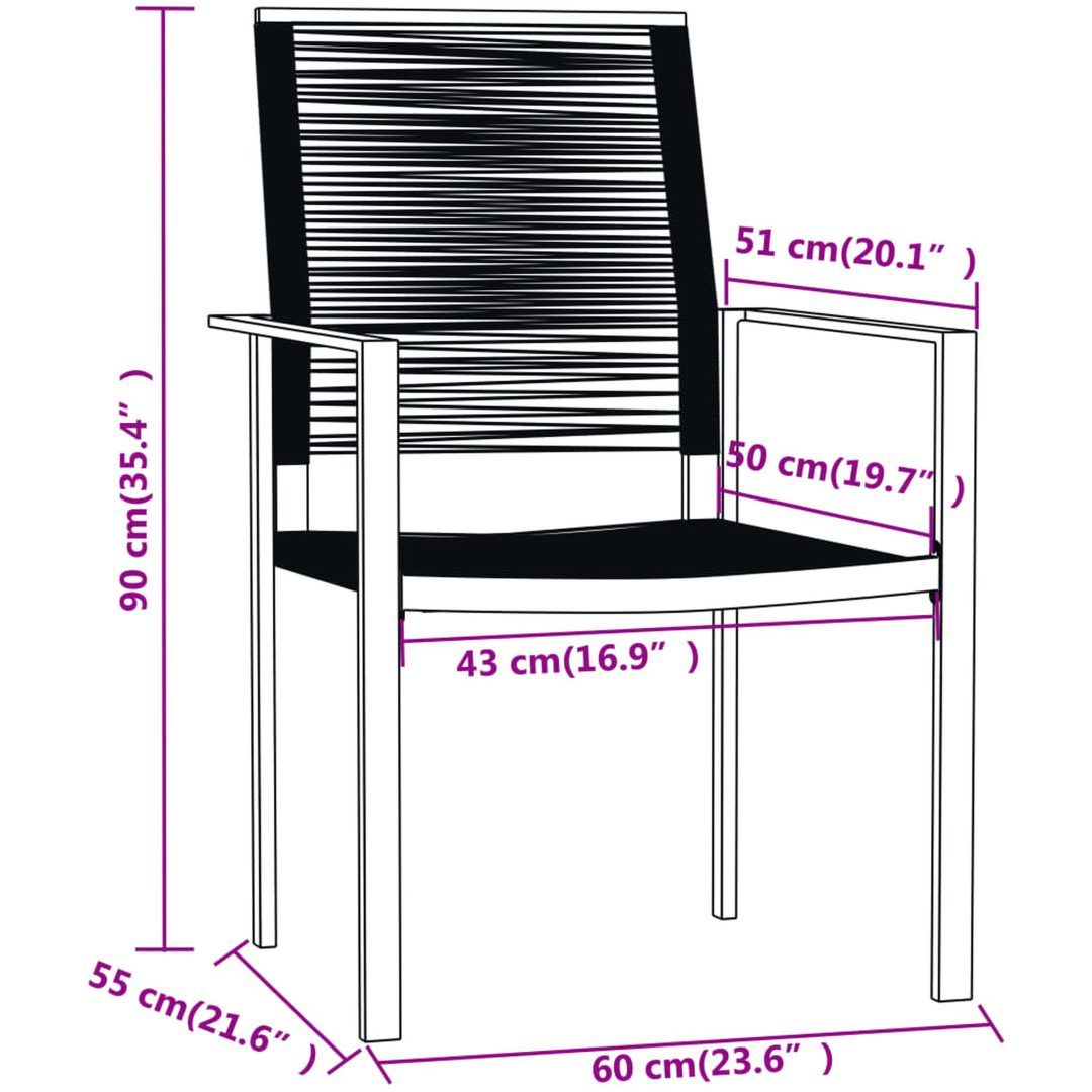 Matgrupp för trädgården 5 delar svart vidaXL 80 cm table length – bild 7