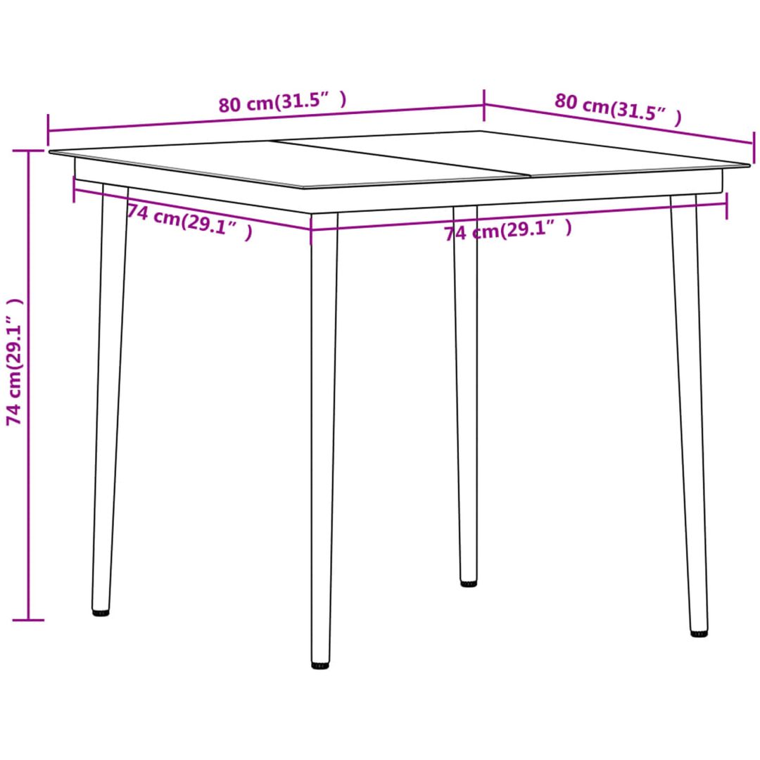 Matgrupp för trädgården 5 delar svart vidaXL 80 cm table length – bild 8