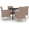 Matgrupp för trädgården 5delar med dynor konstrotting och svart vidaXL 80 cm table length – miniatyr 2