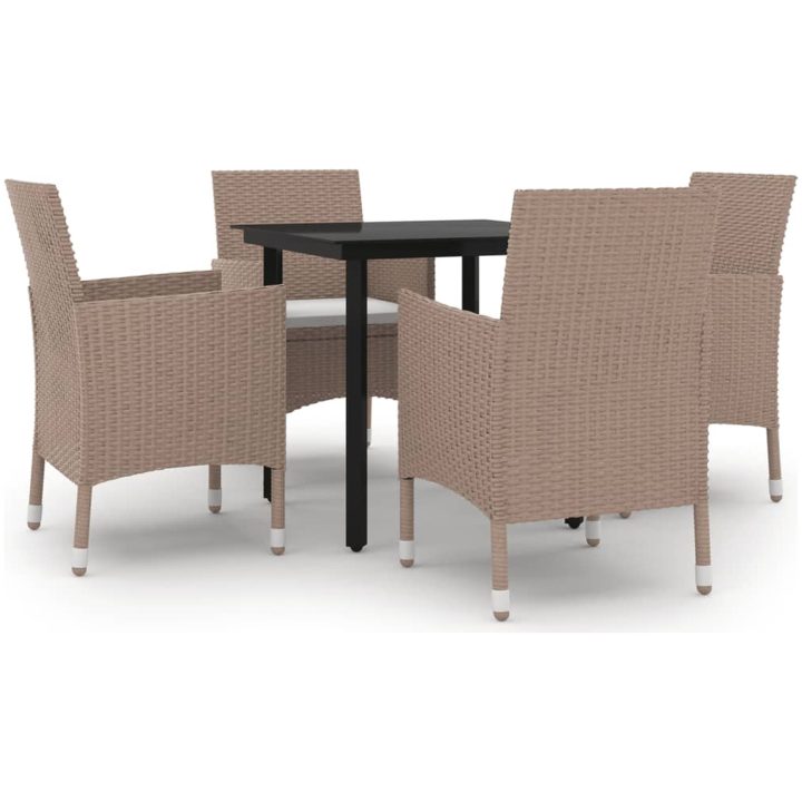 Matgrupp för trädgården 5delar med dynor konstrotting och svart vidaXL 80 cm table length – bild 2