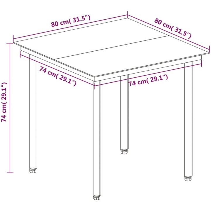 Matgrupp för trädgården 5delar med dynor konstrotting och svart vidaXL 80 cm table length – bild 8