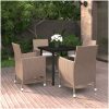 Matgrupp för trädgården 5delar med dynor konstrotting och svart vidaXL 80 cm table length – miniatyr 1