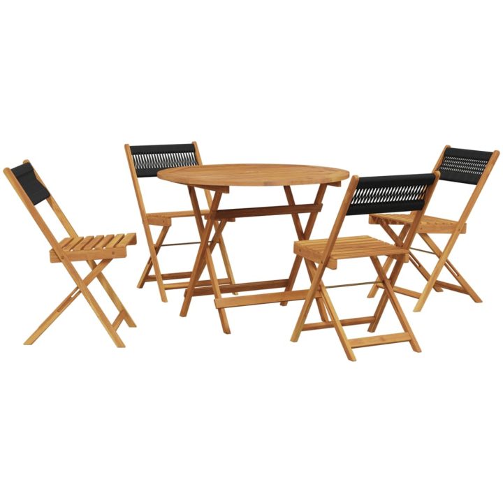 Matgrupp för trädgården 5delar svart polypropen och massivt trä vidaXL 90 x 75 cm – bild 2