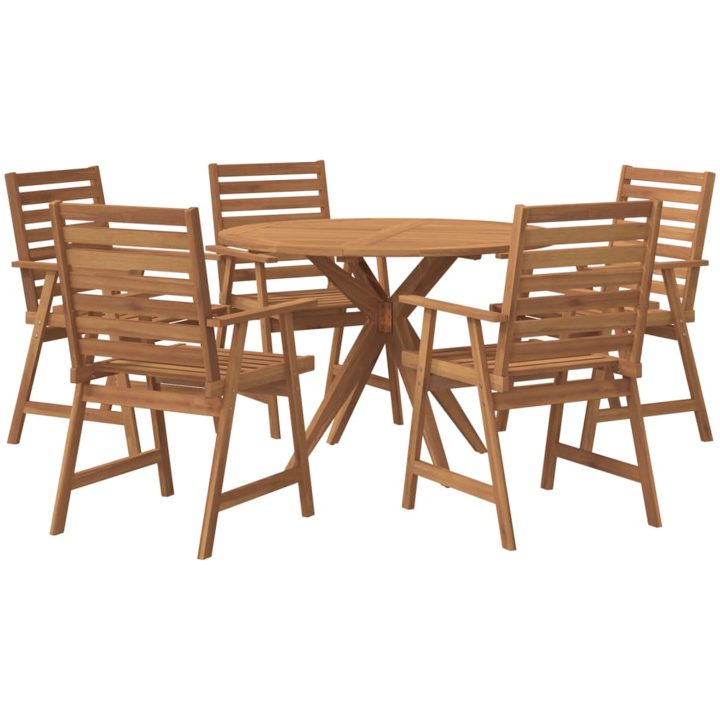 Matgrupp för trädgården 6 delar massivt akaciaträ vidaXL 110 x 75 cm – bild 2