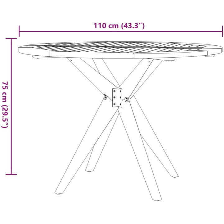 Matgrupp för trädgården 6 delar massivt akaciaträ vidaXL 110 x 75 cm – bild 10