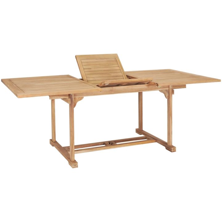 Matgrupp för trädgården 7 delar 150-200x100x75 cm teakträ vidaXL – bild 5