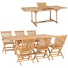 Matgrupp för trädgården 7 delar 150-200x100x75 cm teakträ vidaXL – miniatyr 1