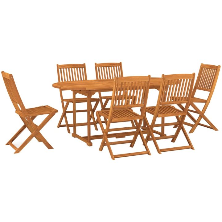 Matgrupp för trädgården 7 delar 180x90x75 cm massivt akaciaträ vidaXL – bild 2