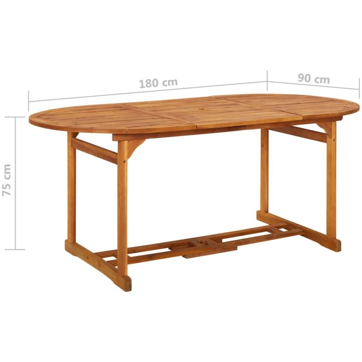 Matgrupp för trädgården 7 delar 180x90x75 cm massivt akaciaträ vidaXL – bild 12
