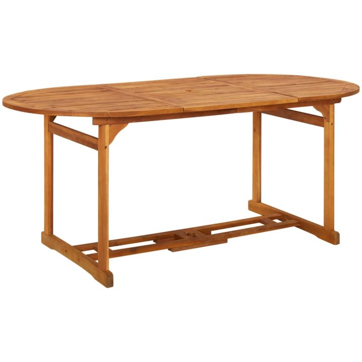 Matgrupp för trädgården 7 delar 180x90x75 cm massivt akaciaträ vidaXL – bild 6