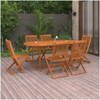 Matgrupp för trädgården 7 delar 180x90x75 cm massivt akaciaträ vidaXL