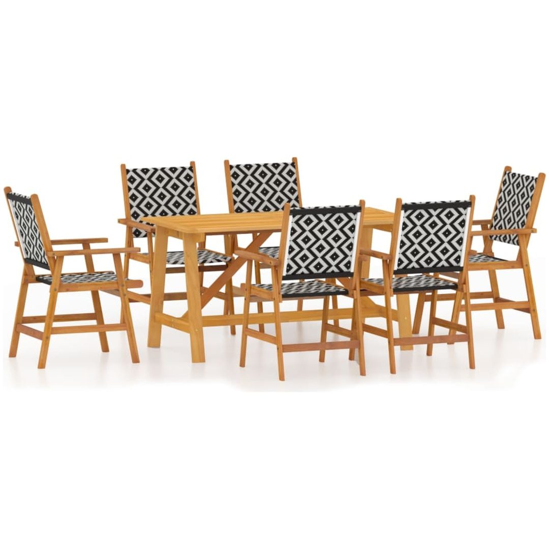 Matgrupp för trädgården 7 delar akaciaträ vidaXL 140 cm table length – bild 2