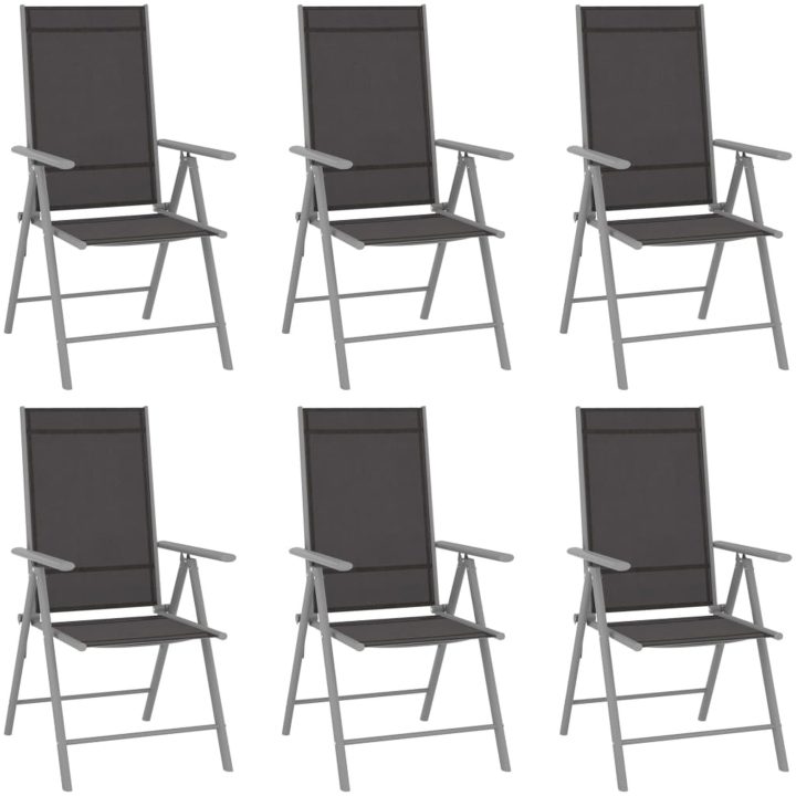 Matgrupp för trädgården 7 delar aluminium silver och svart vidaXL 150 cm table length – bild 2