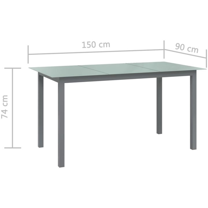 Matgrupp för trädgården 7 delar aluminium silver och svart vidaXL 150 cm table length – bild 12