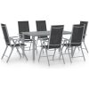 Matgrupp för trädgården 7 delar aluminium silver och svart vidaXL 150 cm table length – miniatyr 1