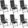 Matgrupp för trädgården 7 delar aluminium svart vidaXL 150 cm table length – miniatyr 2