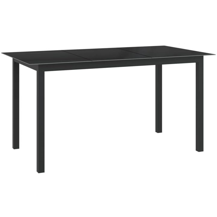 Matgrupp för trädgården 7 delar aluminium svart vidaXL 150 cm table length – bild 8
