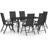 Matgrupp för trädgården 7 delar aluminium svart vidaXL 150 cm table length – miniatyr 1