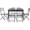Matgrupp för trädgården 7 delar antracit metallnät vidaXL 110 cm table length – miniatyr 2