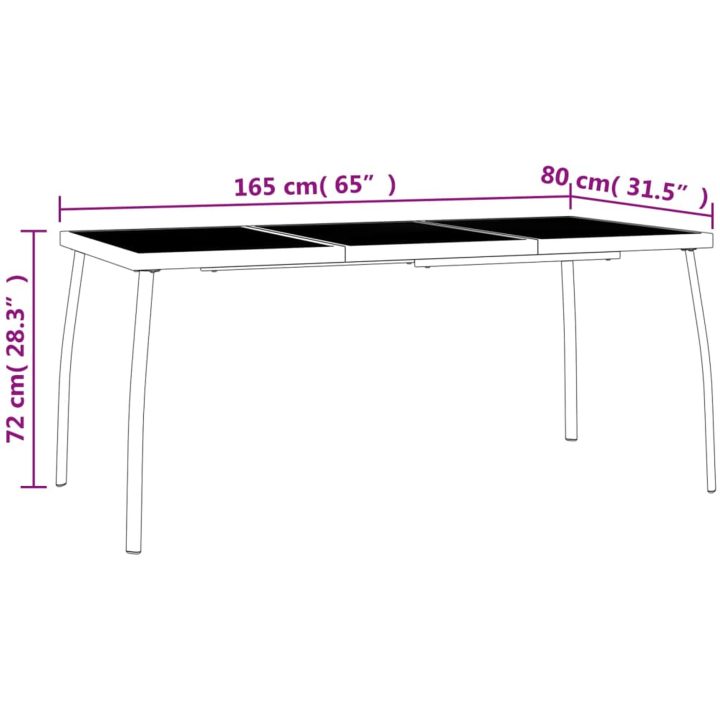 Matgrupp för trädgården 7 delar antracit stål vidaXL 165 cm table length – bild 11