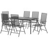 Matgrupp för trädgården 7 delar antracit stål vidaXL 165 cm table length – miniatyr 3