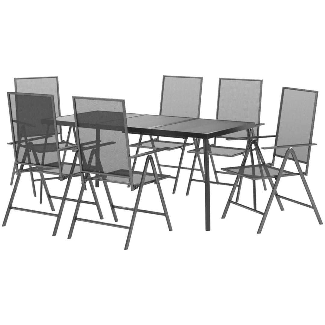 Matgrupp för trädgården 7 delar antracit stål vidaXL 165 cm table length – bild 3