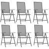 Matgrupp för trädgården 7 delar antracit stål vidaXL 165 cm table length – miniatyr 4